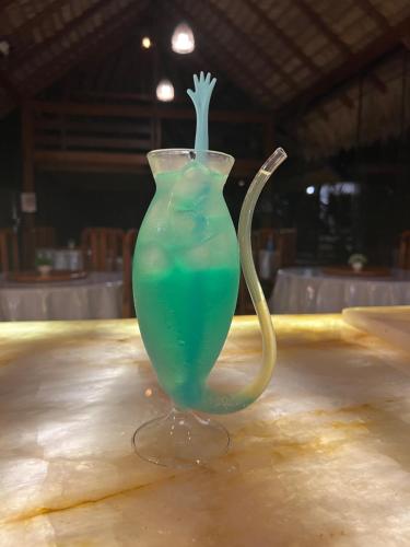 a glass vase sitting on top of a table at Villa Éden in Alter do Chao