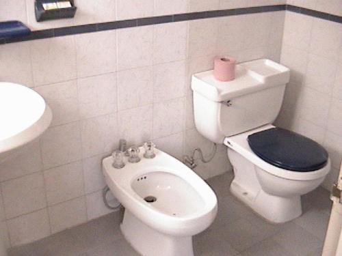 La salle de bains blanche est pourvue de toilettes et d'un lavabo. dans l'établissement Hotel Don Jorge c.a, à San Antonio del Táchira