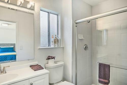 a bathroom with a toilet and a sink and a shower at Modern Sacramento Home with Yard 12 Mi to Dtwn in Rancho Cordova