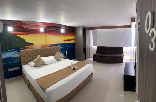 Кровать или кровати в номере Hotel Hernández CTG