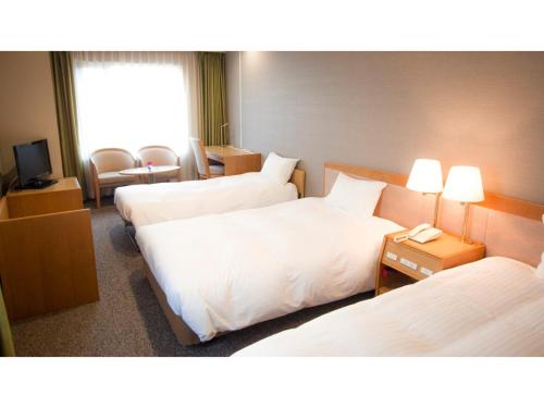 Habitación de hotel con 2 camas y TV en Ako onsen AKO PARK HOTEL - Vacation STAY 21678v, en Ako