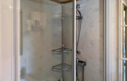 a shower with two shelves in a bathroom at Beautiful Apartment In Morup With Wifi in Morup