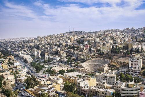 an aerial view of the city of jerusalem at The Royal Luxury Superior Queencot in Amman