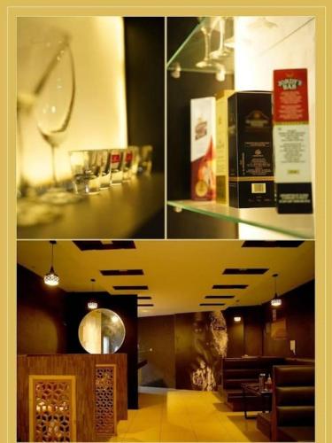 un collage de quatre photos d'un restaurant avec dans l'établissement SETIA HOTEL, à Malaut
