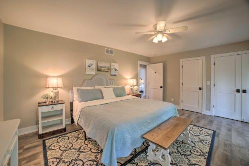 a bedroom with a bed and a ceiling fan at Bright and Airy Home Chefs Kitchen and Pro Decor! in Michigan City