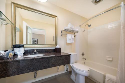 y baño con lavabo, aseo y espejo. en Best Western Danville Sycamore Inn, en Danville