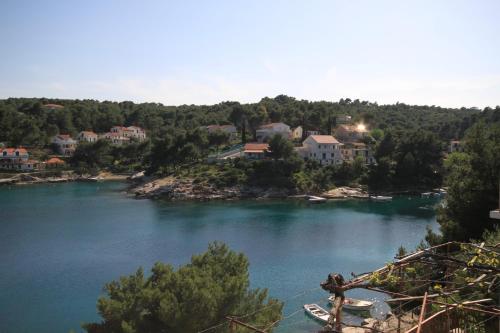 a view of a river with houses and a town at Apartments by the sea Basina, Hvar - 8749 in Vrbanj