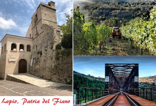 a collage of photos with a bridge and a building at B&B Il Tiglio in Lapio