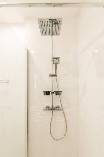 une douche avec pommeau de douche dans une salle de bain dans l'établissement 56-chabot-charny, à Dijon