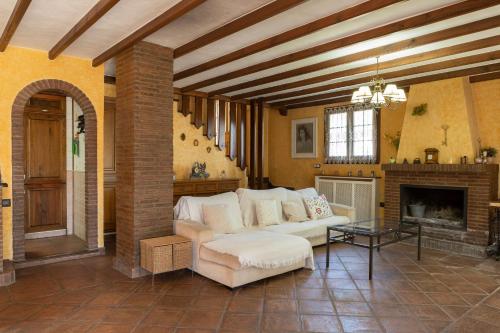 龍達的住宿－El recreo de Martalia，带沙发和壁炉的客厅