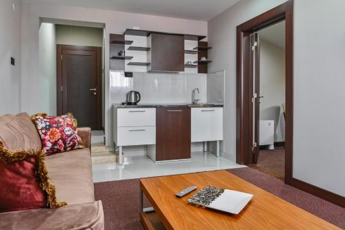 Kuchyň nebo kuchyňský kout v ubytování Garni Hotel Aline