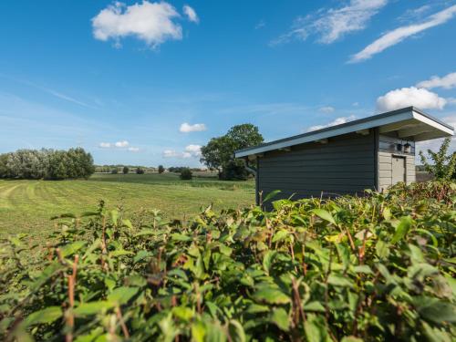 a small shed in a field next to a field at Waldsiedlung No2 in Kröpelin