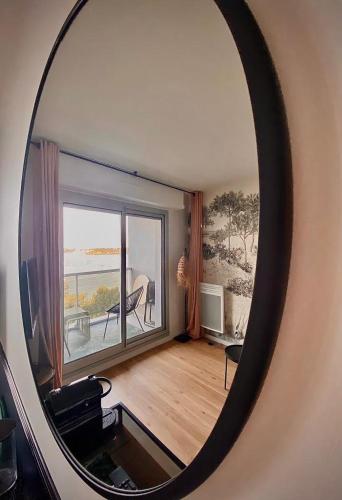 Ruang duduk di Rosa*Studio *Belle Vue Mer*Dinard*