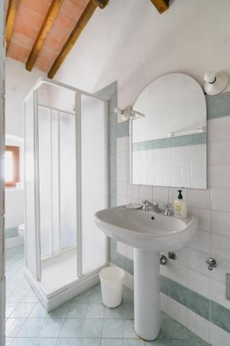 a bathroom with a sink and a mirror at Agriturismo Albergotti in Arezzo