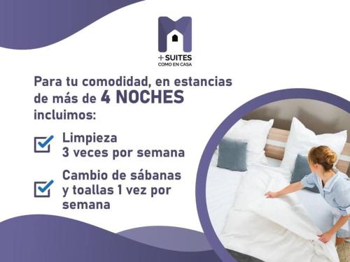 a flyer for a hotel with a child laying in a bed at +MS +Único loft +Inmejorable ubicación +Arcos loft 1 in Laborcillas
