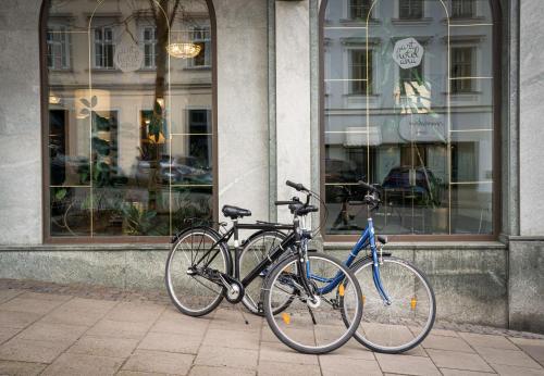 two bikes parked in front of a building at Arthotel ANA Gala in Vienna