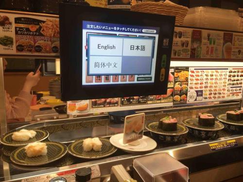 a counter with plates of food and a television at Close to Tokyo Disneyland and 2 minute away from Makuhari Messe and 24 Hours public transport 東京ディズニーランド近辺 幕張メッセまで2分 公共交通機関は24時間毎日利用可能 in Kuguta