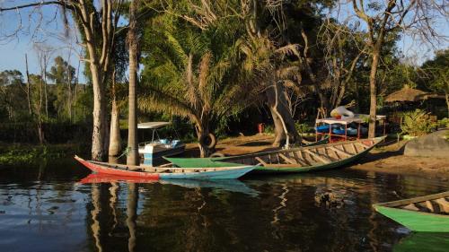 a group of boats sitting in the water at Wag Hill Lodge & Spa in Mwanza