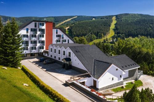 an aerial view of a building at Wellness Hotel Astra in Špindlerův Mlýn