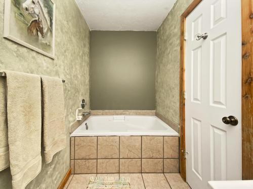 a bathroom with a bath tub in a room at Ranchette Eagles Roost - The Atsa #9 at Wind Walker Homestead in Spring City