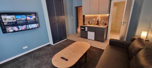 Η κουζίνα ή μικρή κουζίνα στο Apartamenty Chorzów obok Parku Śląskiego