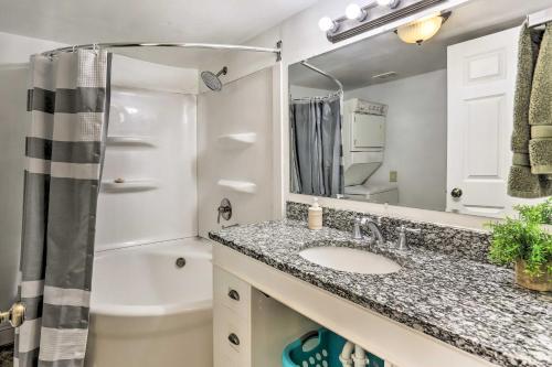 a bathroom with a sink and a shower at Pet-Friendly Pierre Home with Central Location! in Pierre