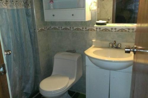a bathroom with a toilet and a sink at Cómodo apartamento en Naguanagua in Naguanagua