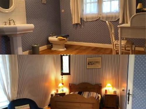 Habitación con baño con lavabo y aseo. en Gîte Le Lude, 6 pièces, 15 personnes - FR-1-410-307, en Le Lude