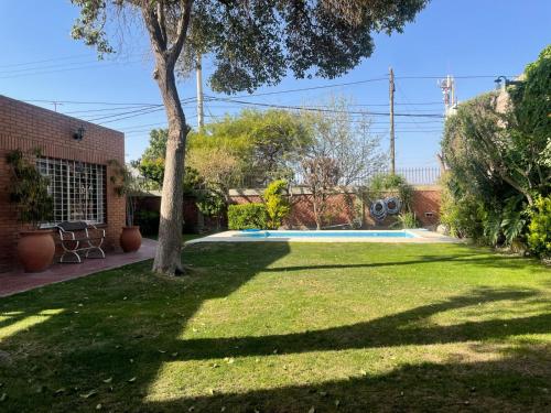 a yard with a tree and a swimming pool at Morada Luminosa - San Juan, Capital in San Juan