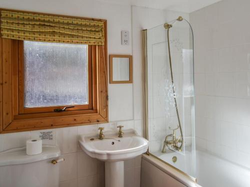 a bathroom with a sink and a shower at Ludensian Lodge - Uk37186 in Legbourne