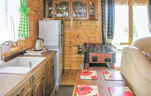 尼濟察的住宿－4 Bedroom Nice Home In Nidzica，厨房配有冰箱和炉灶。
