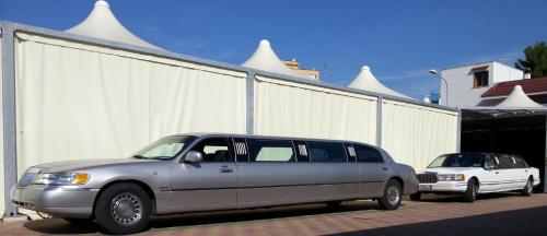 a silver van parked next to a white wall at Accord Le Rose in Palagiano