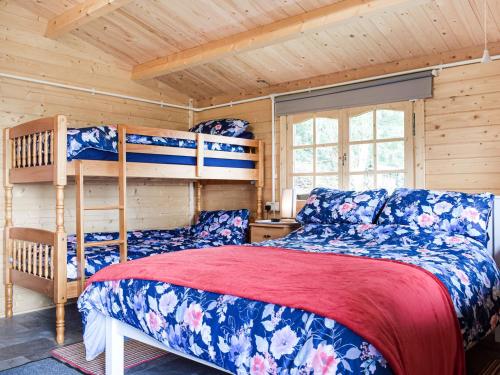a bedroom with two bunk beds in a cabin at Alpaca Hideaway - Uk35188 in Newtown