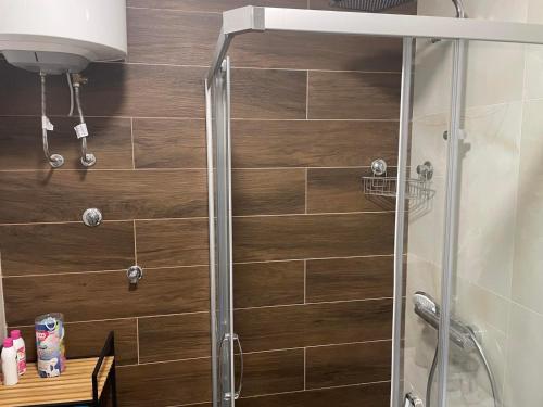 ヤホリナにあるApartman Deaの浴室のガラス扉付きシャワー