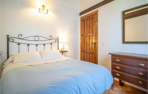 a bedroom with a bed and a dresser and a mirror at Nice Apartment In Mondron With Kitchen in Mondrón