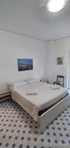 ein Schlafzimmer mit einem großen Bett in einem Zimmer in der Unterkunft VILLA VERDEMARE in Paestum