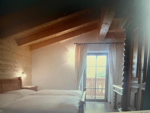 a bedroom with a bed and a window at Appartaments Sanderhof in La Valle