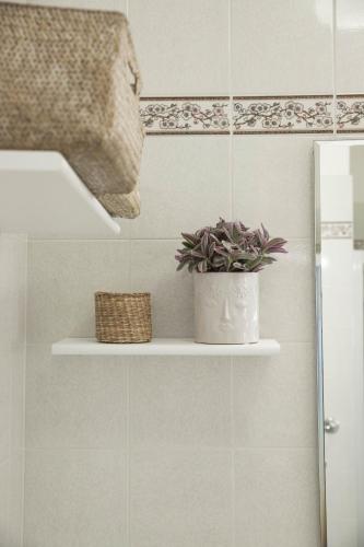 a shelf with a potted plant on it in a bathroom at La Casa di Mila in Fermo