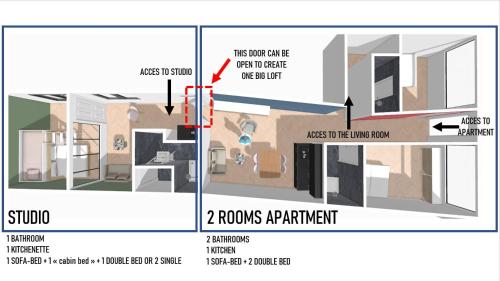 MAISON FRANCOIS Paris - Two rooms apartment & - OR Studio - Linkable together
