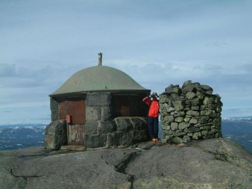 a person standing on top of a building on a mountain at Ekornredet (The Squirrel Nest) in Kongsberg