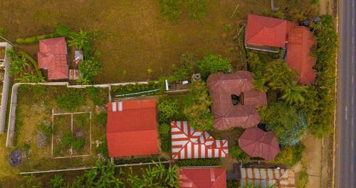 an overhead view of a house with red roofs at Christina House in Arusha