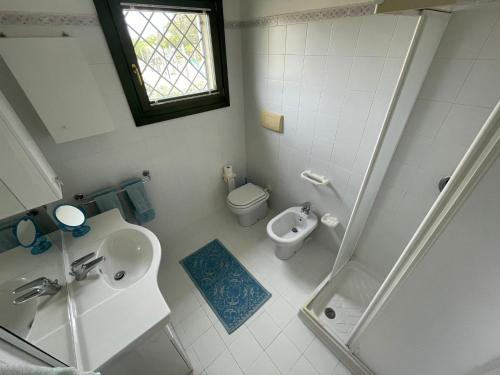 ポルト・ポッツォにあるAlloggio incantevole Costa Smeraldaのバスルーム(洗面台、トイレ、シャワー付)