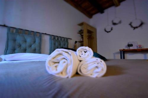 zwei Rollen Handtücher auf dem Bett in der Unterkunft BACARìA BED&BREAKFAST in Bassano del Grappa