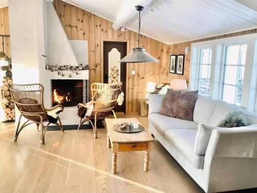 Ruang duduk di Vasethytta - cabin with a lovely view