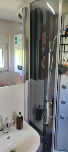 Bilik mandi di Strobels Ferienhaus