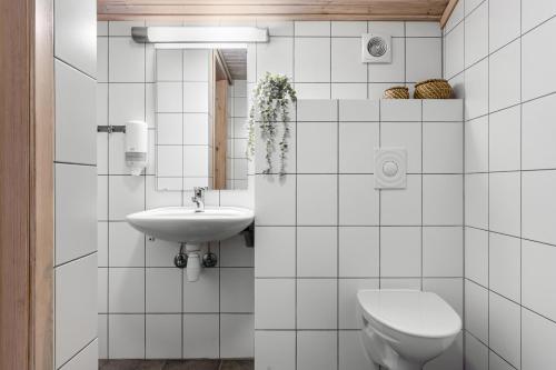 a bathroom with a toilet and a sink at Mikkelparken Ferietun in Kinsarvik