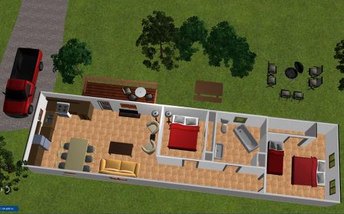 a rendering of a house with a floor plan at The Aspen Cabin in Wilmington