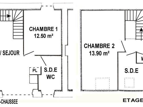 a schematic diagram of a house at Gîte calme avec jardin clos, équipements complets et activités sur place à Callac - FR-1-306-1130 in Guéméné-Penfao
