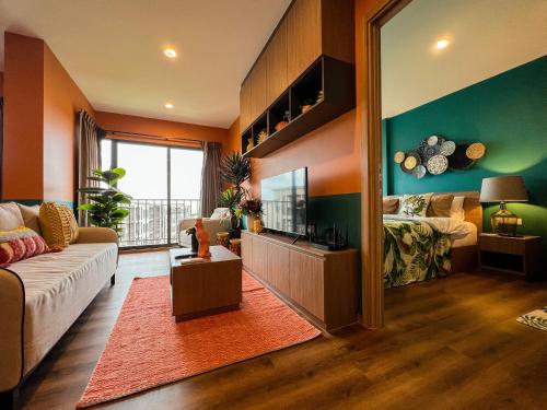 Et opholdsområde på La Habana Luxury 2 Bedroom Suites with Ocean View