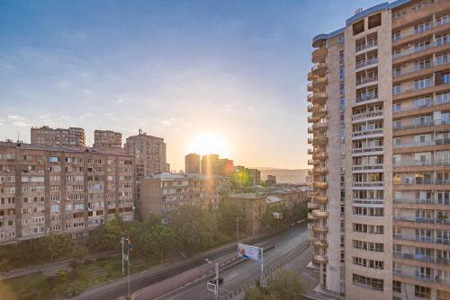 a view of a city with tall buildings at Orbeli Hotel Yerevan in Yerevan